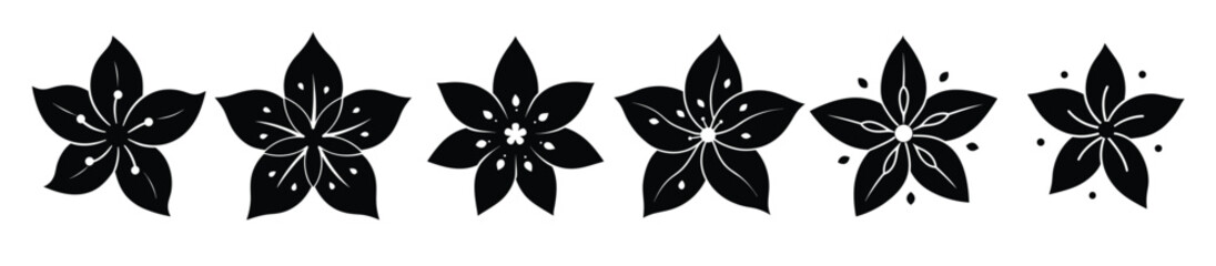 elegant black and white flower icons