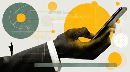 Smartphone usage in business settings office environment digital interaction modern technology close-up view professional concept