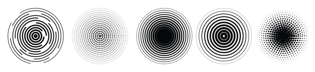 black linear concentric circle set dotted and dashed sound