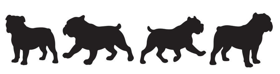bulldog silhouette bundle vector illustration