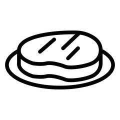 Steak Line Icon of Dinner Dishes Icon Set