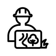 Landscape Engineer Line Icon of Landscaping Design Icon Set