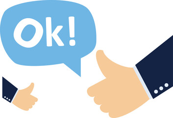 Ok sign hand finger agreement gesture approval concept. Vector flat graphic design

