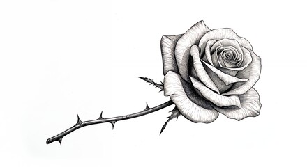 Detailed pencil drawing of a rose