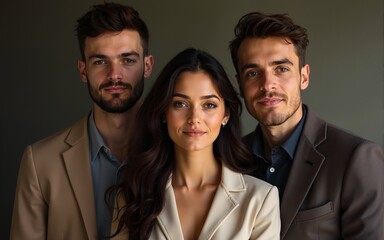 one  woman and two men. High quality