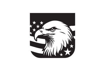 American flag eagle shield logo silhouette illustration