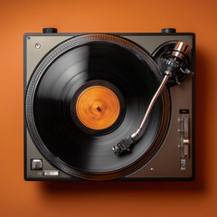 Close-up of the playing gramophone