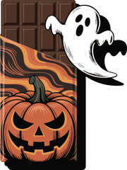 Halloween chocolate pumpkin wrapper silhouette vector