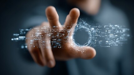 Hand Interacting with Digital Interface, Futuristic Technology