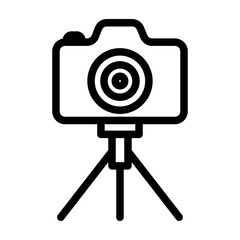 Camera on Tripod Line Icon of Tripods & Monopods Icon Set