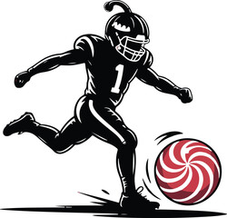 Halloween Christmas football pumpkin helmet silhouette vector 