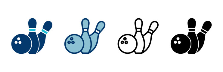 Bowling game Pin Icon vector isolated on white background. Bowling icon, ball and pin