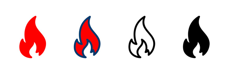 Fire icon vector isolated on white background. Fire flame icon template. Fire flames symbol vector