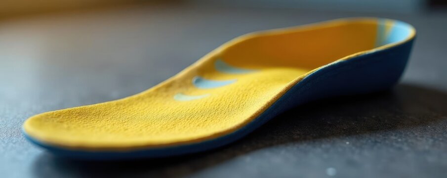 Close-up of customized orthotic insole, highlighting arch support details , medical, detail