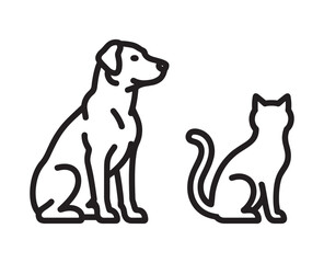 Dog and Cat Simple Line Art of Pets