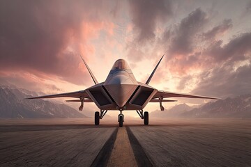 Fighter jet on runway at sunset (3)