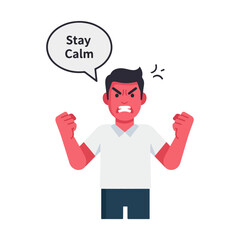 Flat vector 2D icon — Flat Vector 2D Design of Angry Man Icon — Stay Calm