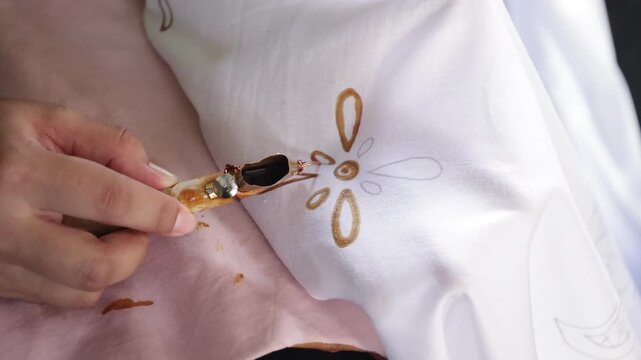The process of making batik from Indonesia. Handcrafted artwork and one of the country's heritage. Canting process. 4k batik 
