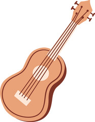 Fototapeta premium A cartoon ukulele with a light brown body and dark brown strings