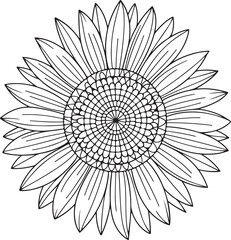 Cluster of Sunflowers Mandala – Intricate Flower Circle Pattern