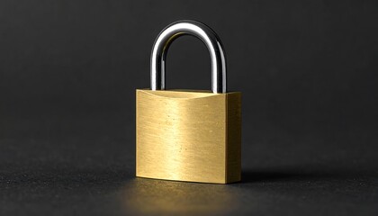 Fototapeta premium Brass padlock on black background