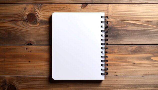 Blank spiral notebook on a wooden table