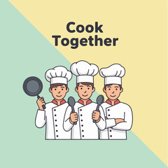 Flat vector 2D icon — Flat Vector 2D Design of Chef Group Icon — Cook Together