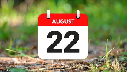 Calendar August 22nd on ground