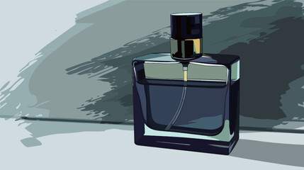 Sketch of a men's perfume bottle in flat design style, minimalist fragrance illustration for grooming and personal care
