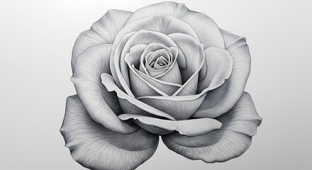 Detailed pencil drawing of a rose