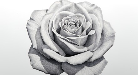 Detailed pencil drawing of a rose