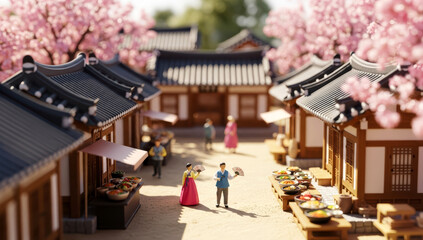 전통 한옥 마을 미니어처 모형