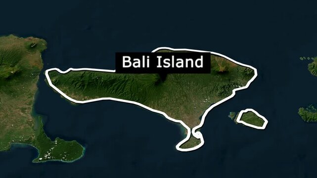 Zoom In Map Geography Bali Island Footage 4K