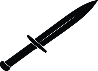 sword knife warrior gear symbol vector, military arm silhouette illustration
