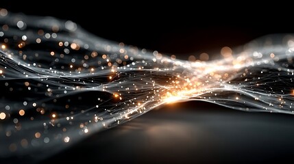 Abstract glowing particles wave, luxury background