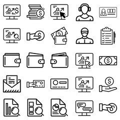 business icons set, set of business icons, business and finance icons