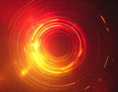 Abstract concentric circles in warm orange and red