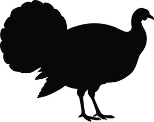 turkey feast bird symbol vector, roasted poultry silhouette illustration
