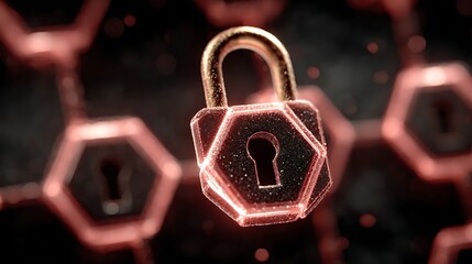 Cyber Security: Digital Padlock on Network
