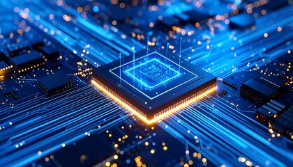 Circuit board with glowing chip (1)