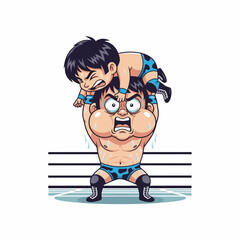 flat vector 2D — Gilpy Wrestler Power Slam