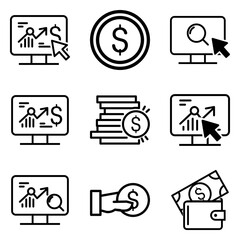 social network icons, business icons set, set of business icons, business and finance icons