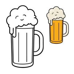 A fun beer lager coloring page featuring a frothy pint glass with bubbles and rich detail, perfect for adults who enjoy relaxing with creative and festive designs.
