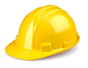 Bright yellow hard hat on white background
