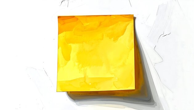 Bright yellow sticky note on white surface