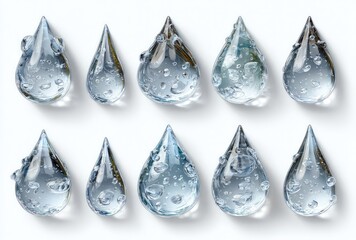 Water drops, various sizes and textures