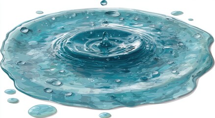 Water droplet impact, ripples spreading on surface