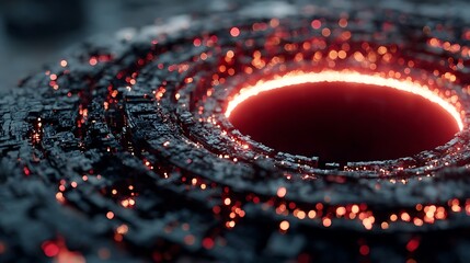 Glowing Embers in Dark Volcanic Crater