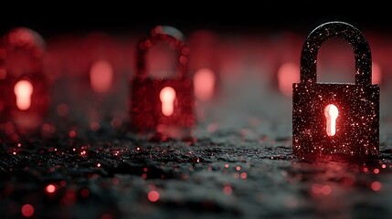Cyber Security: Padlocks in Red Light