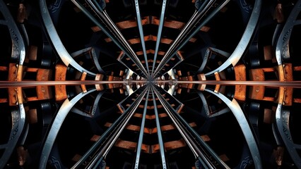 Abstract art of railway tracks expressed as symmetrical patterns